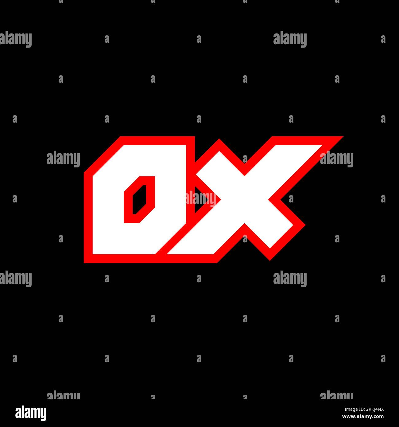 Design del logo OX, design iniziale della lettera OX con stile fantascientifico. Logo OX per gioco, esport, tecnologia, digitale, Community o Business. O X sport Modern Ita Illustrazione Vettoriale