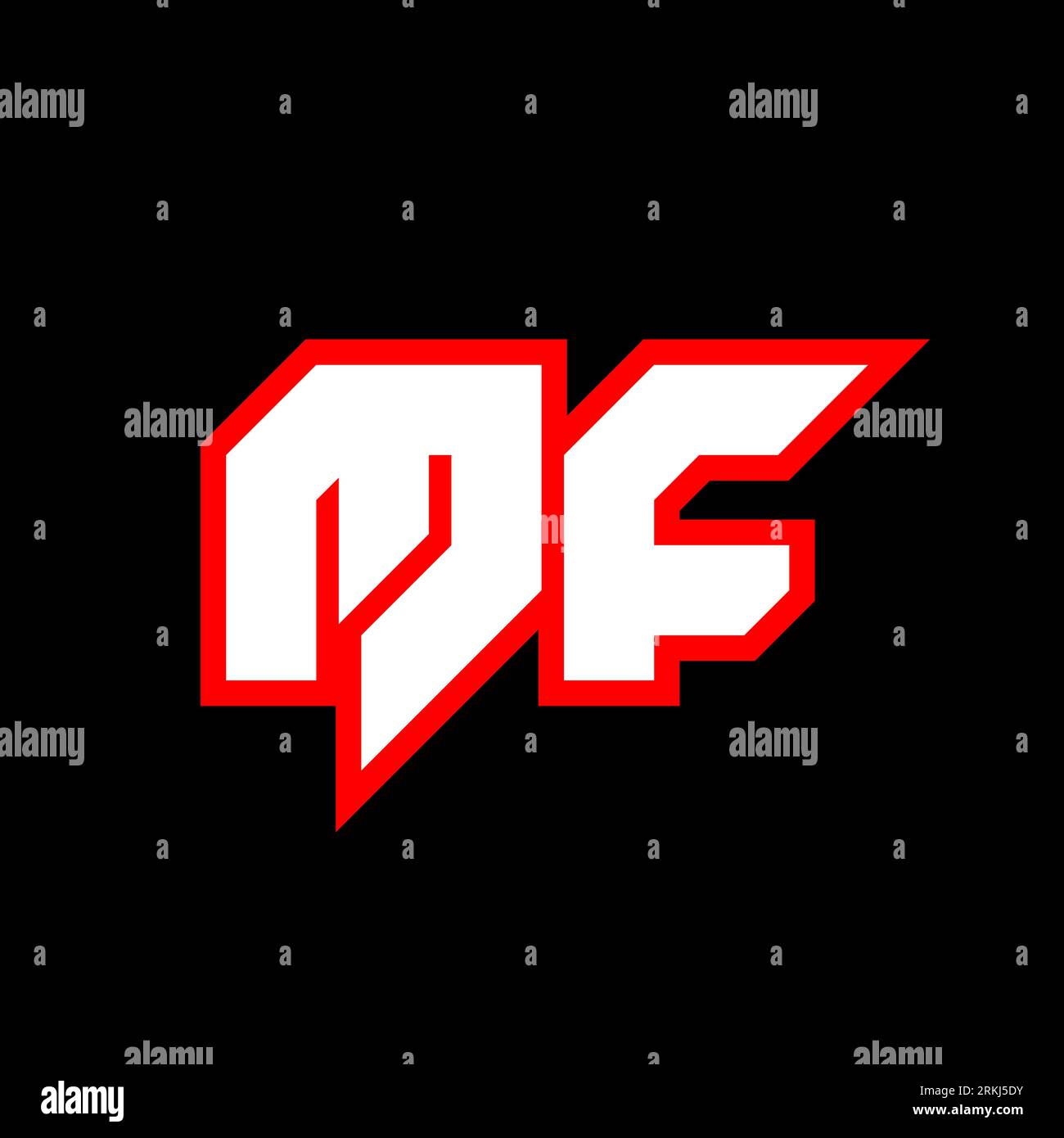 Design del logo MF, design iniziale della lettera MF con stile fantascientifico. Logo MF per giochi, esport, tecnologia, digitale, community o aziende. M F sport Modern Ita Illustrazione Vettoriale