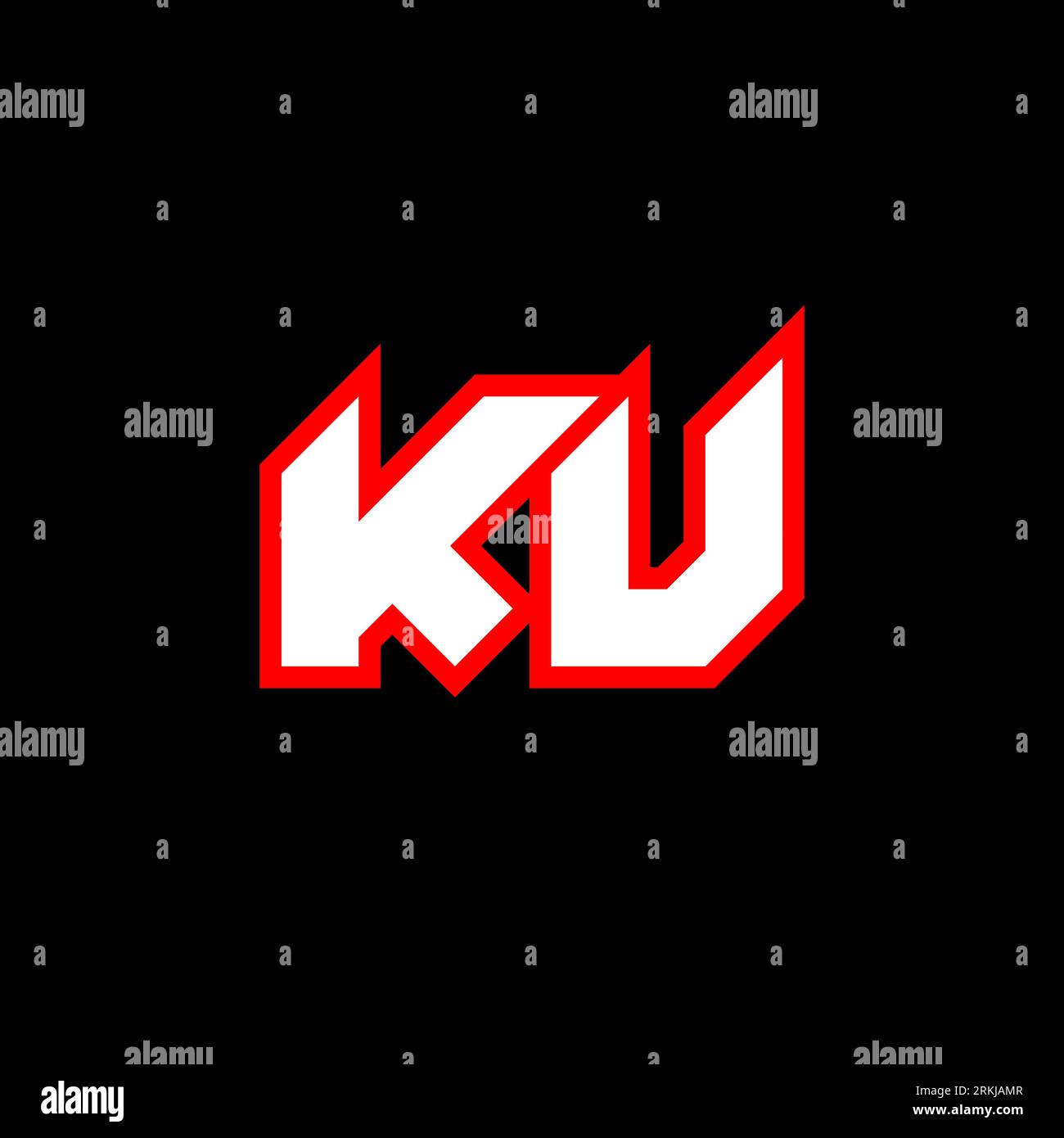 Design del logo KU, design iniziale della lettera KU con stile fantascientifico. Logo KU per gioco, esport, tecnologia, digitale, Community o Business. K U sport Modern Ita Illustrazione Vettoriale