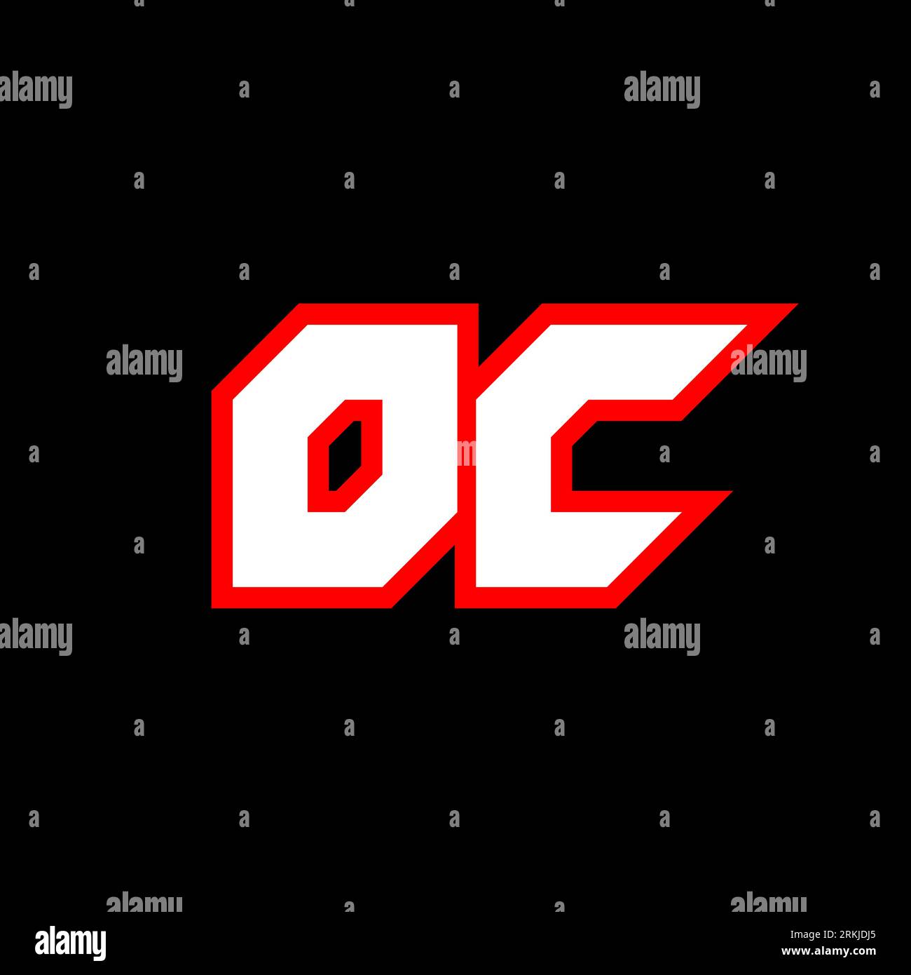 Logo OC, lettera OC iniziale con stile fantascientifico. Logo OC per giochi, esport, tecnologia, digitale, comunità o aziende. O C sport Modern Ita Illustrazione Vettoriale