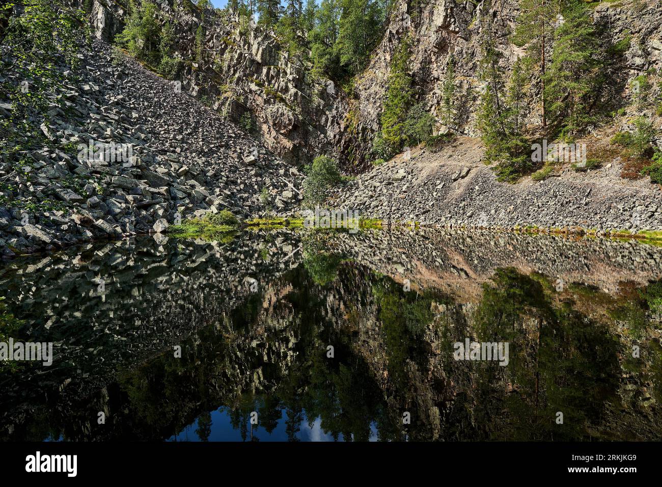 Un tranquillo paesaggio naturale nel Parco Nazionale Pyha-Luosto in Lapponia, Finlandia Foto Stock