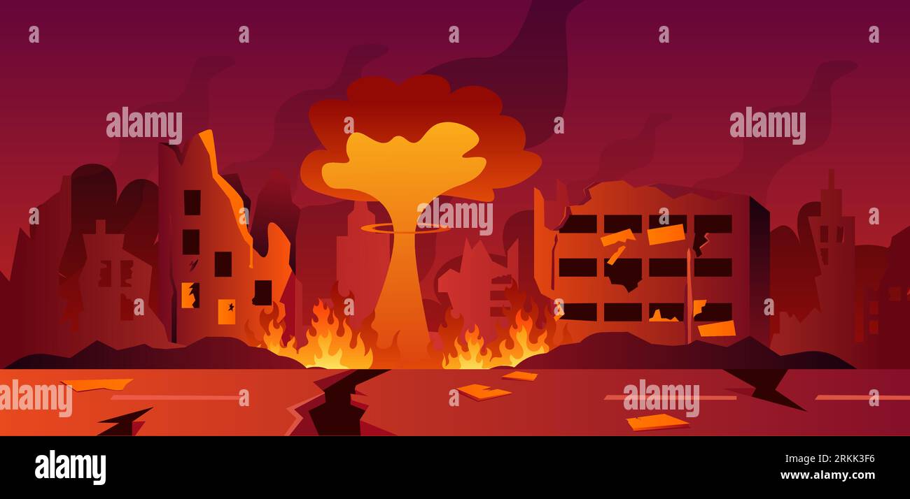 sfondo paesaggistico di war wxplosion city Illustrazione Vettoriale