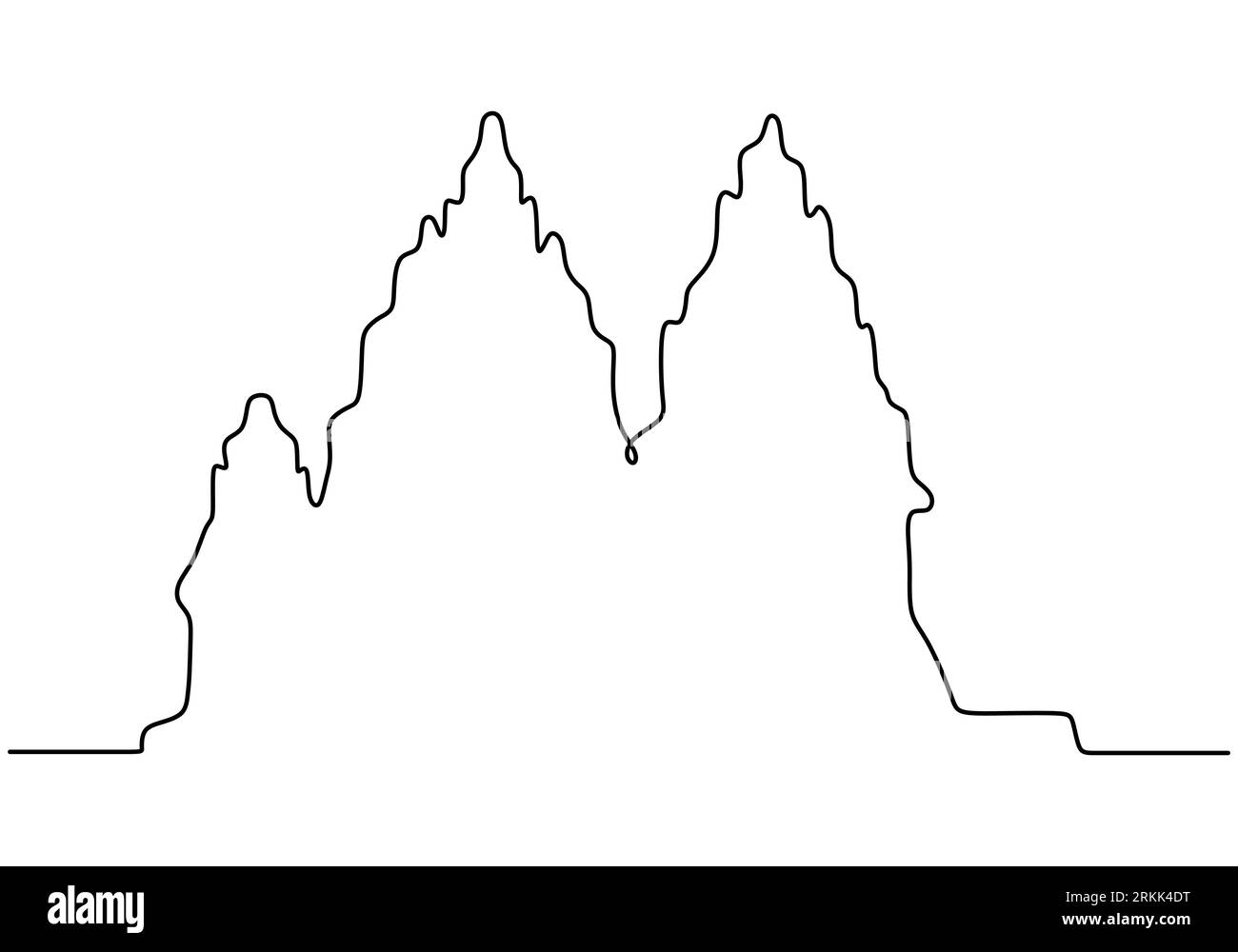 Linea continua di edifici del tempio giavanese. Una sola linea di tempio giavanese isolato su sfondo bianco. Illustrazione Vettoriale