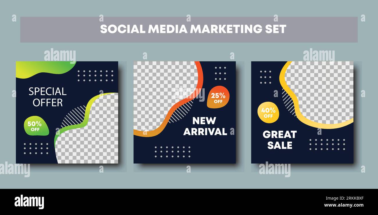 Le diapositive astraggono una collezione di modelli di banner per social media moderni e modificabili. Vendita moda per il nuovo arrivo. Chiunque può utilizzare questo design in modo semplice. Promozione Illustrazione Vettoriale