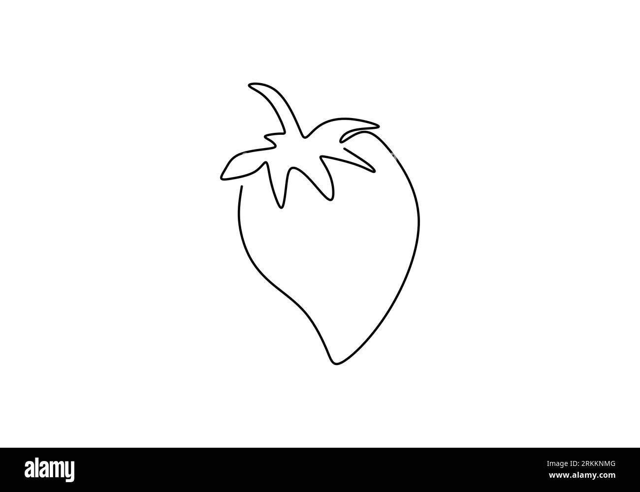 Disegno continuo a linea singola di fragole organiche con foglia. Giardino di frutta fresca estivo isolato su sfondo bianco. Stile di vita sano concetto ha Illustrazione Vettoriale