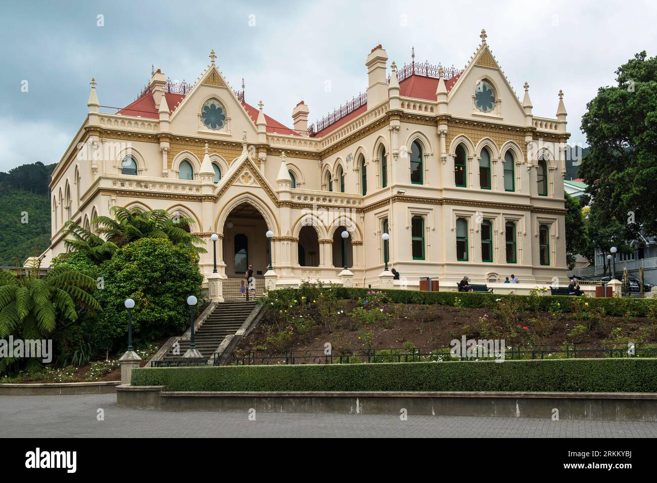 Biblioteca parlamentare, gli edifici del Parlamento europeo, Wellington, Isola del nord, Nuova Zelanda Foto Stock