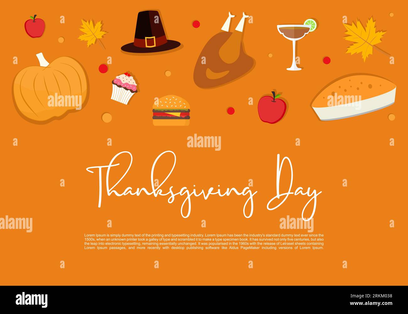 Calligrafia del banner della vendita del giorno del Ringraziamento. Iscrizione Happy Thanksgiving stagione autunnale. Design vettoriale di zucca e foglia d'acero a prezzi scontati Illustrazione Vettoriale