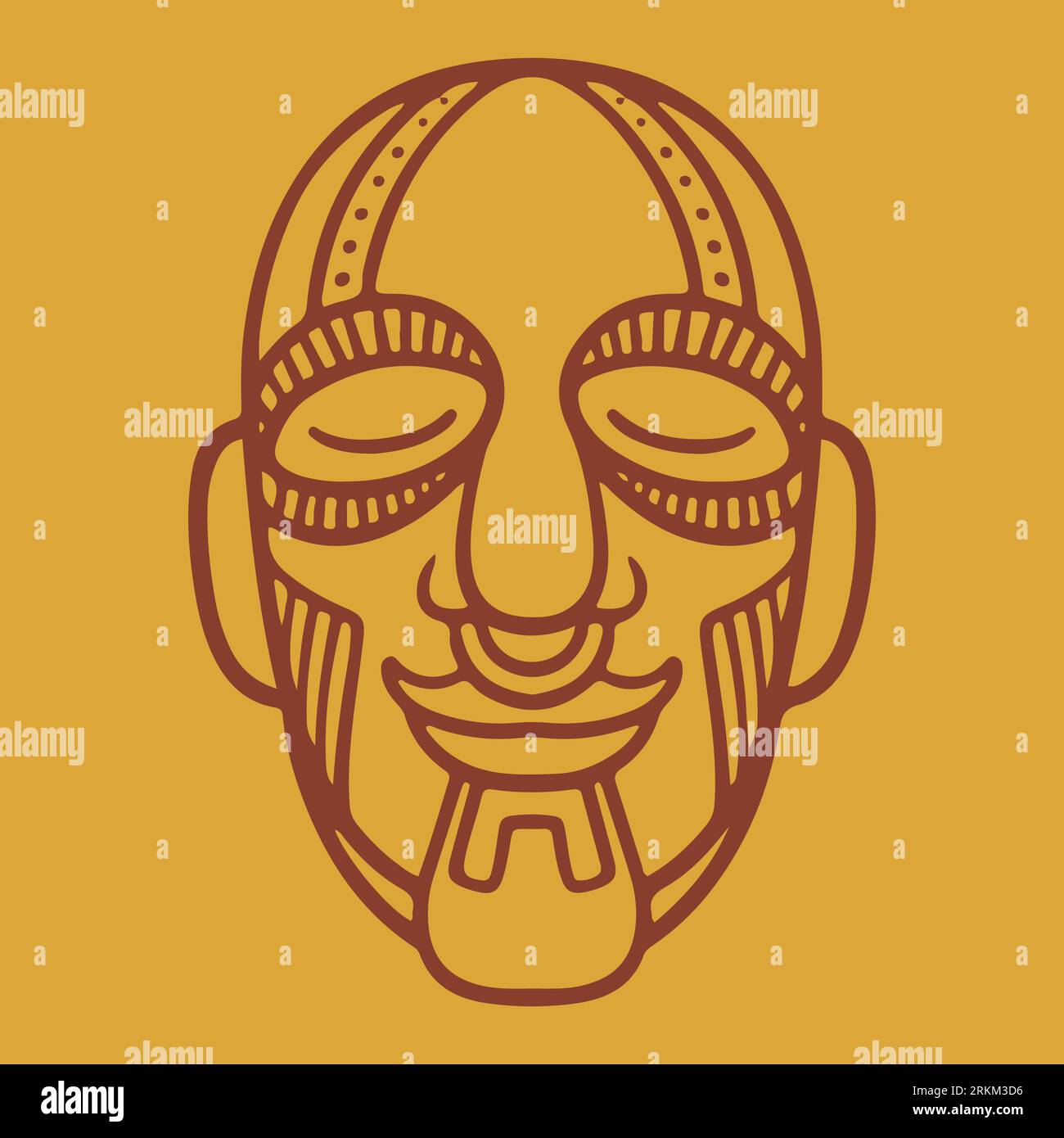 Aztec mask vector icons. Cartoon traditional religious maya ancient face. Traditional symbols of indigenous people, African tribes. Colorful flat vect Illustrazione Vettoriale