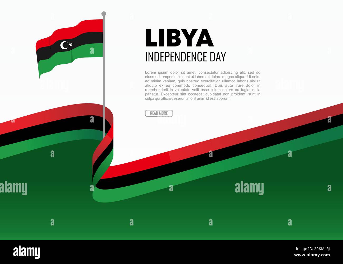 Poster banner di sfondo per la festa del giorno dell'indipendenza della Libia per il 24 dicembre. Illustrazione Vettoriale