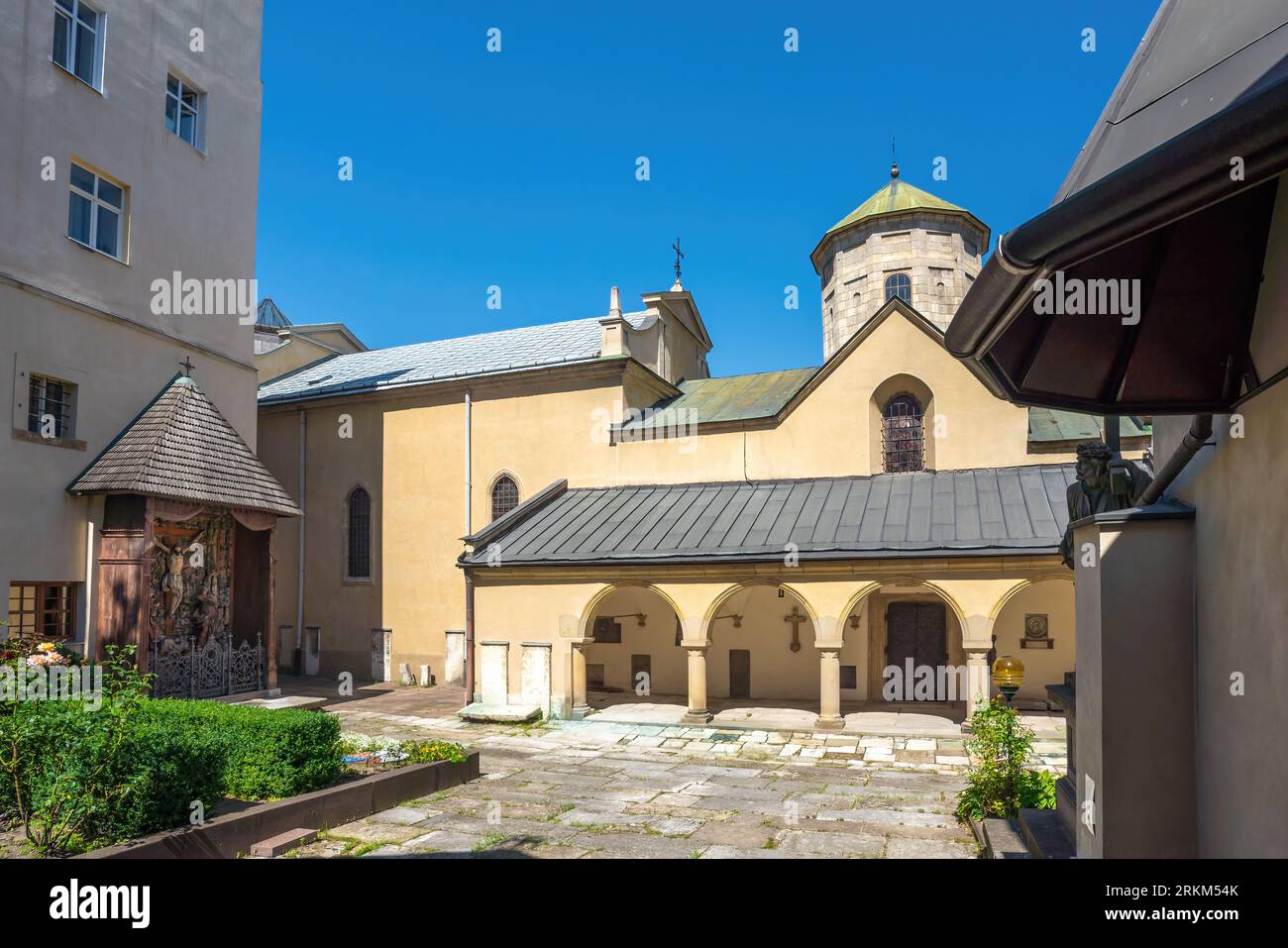 Cattedrale armena del cortile di Leopoli - Leopoli, Ucraina Foto Stock