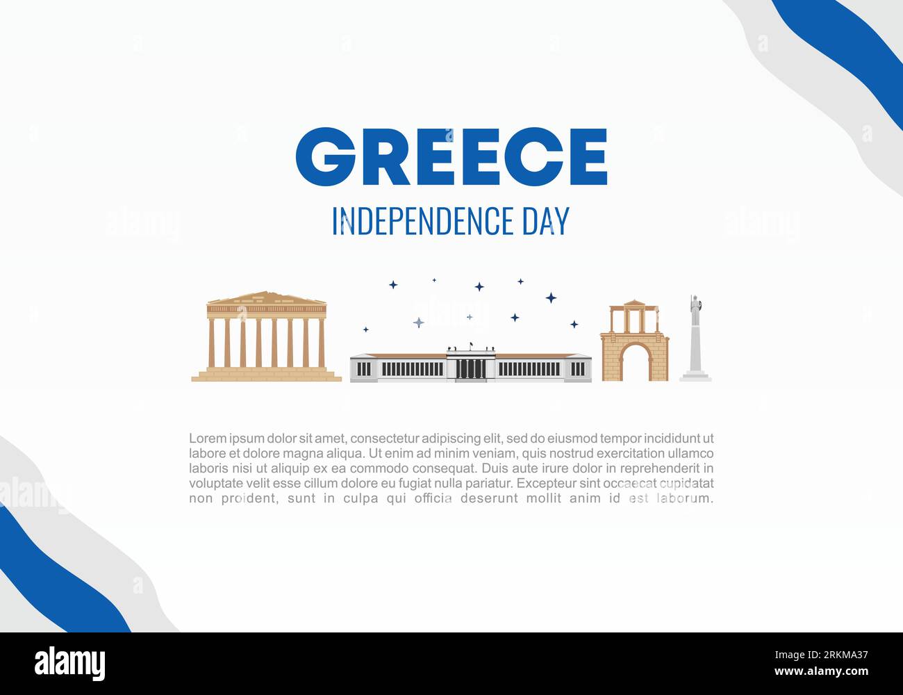 Poster banner di sfondo del giorno dell'indipendenza della Grecia per la celebrazione nazionale il 25 marzo. Illustrazione Vettoriale