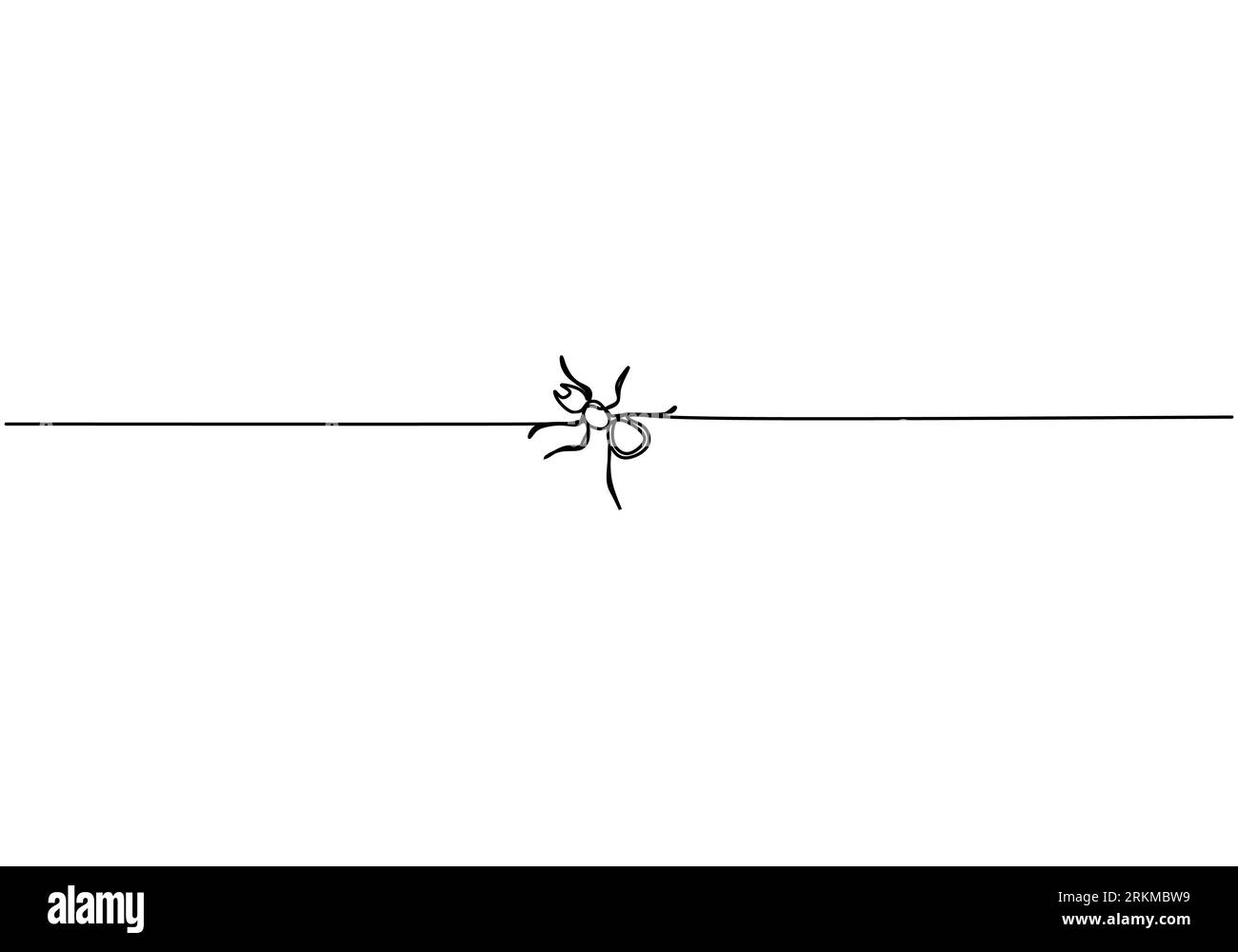 Una linea continua di formiche piccole isolate su sfondo bianco. Illustrazione Vettoriale