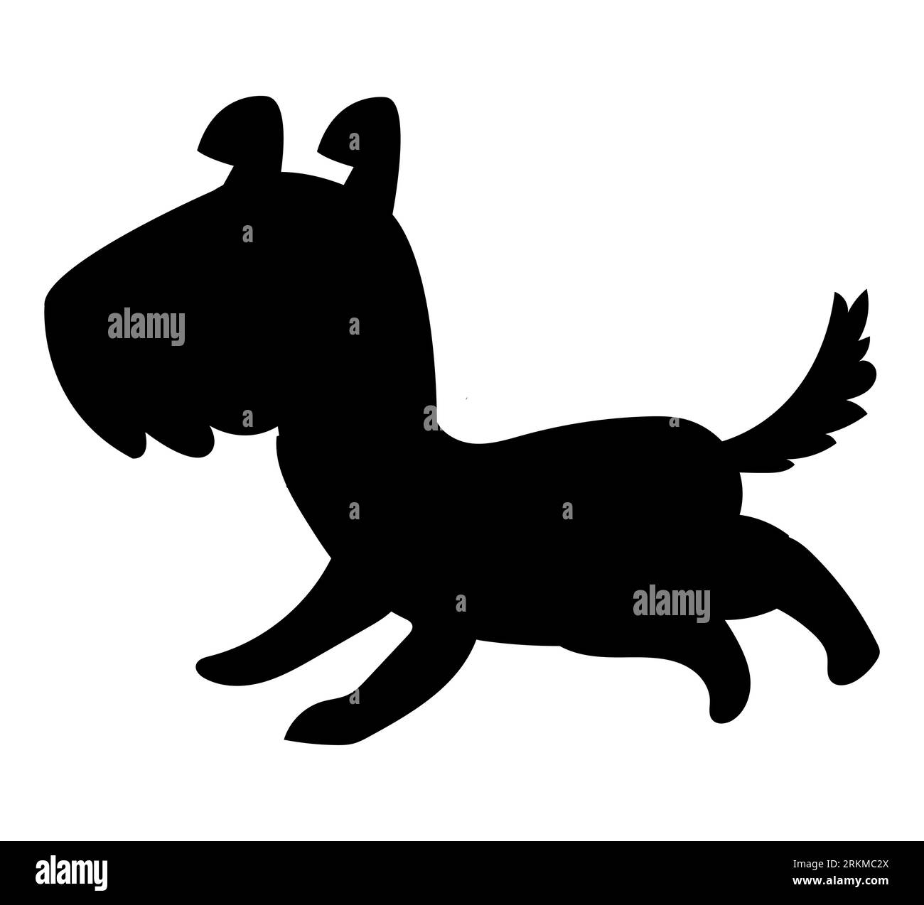 Silhouette nera di un grazioso cucciolo di cane scozzese Terrier, vettore di animali domestici isolato su sfondo bianco Illustrazione Vettoriale