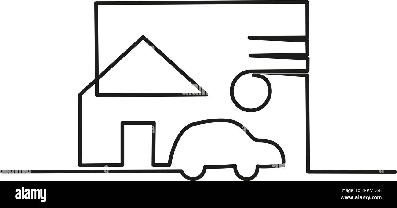 Editable stroke Renting or buying house or car real estate process contract, money, home. Continuous one line drawing. Vector illustration Illustrazione Vettoriale