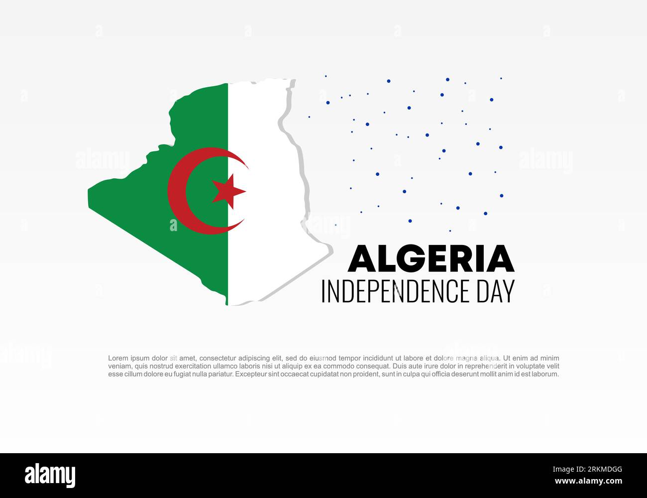 Poster di sfondo del giorno dell'indipendenza dell'Algeria per la celebrazione nazionale il 5 luglio. Illustrazione Vettoriale