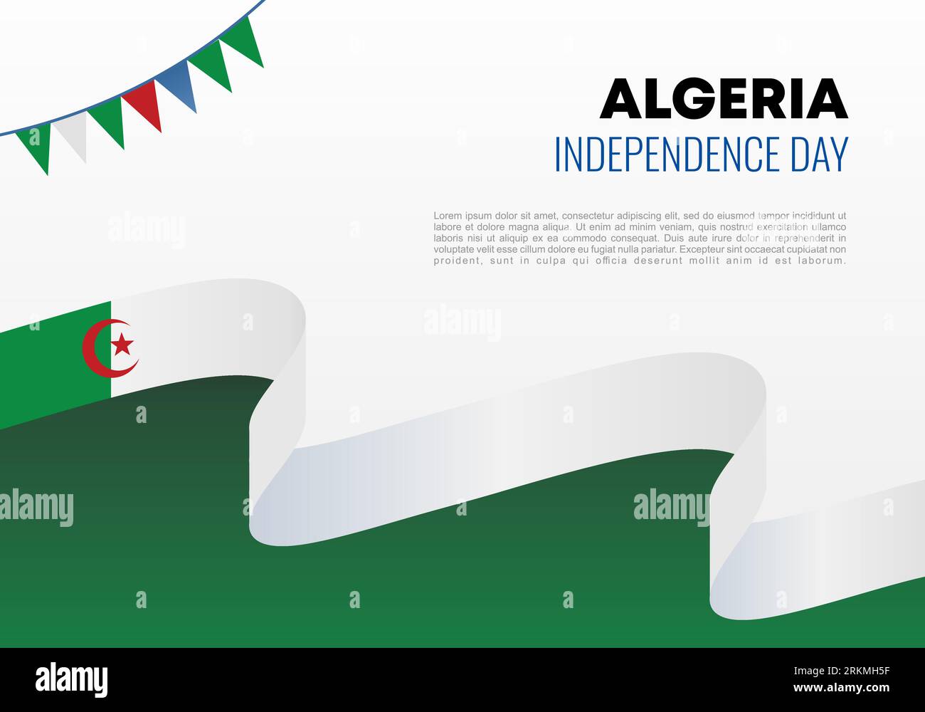 Poster di sfondo del giorno dell'indipendenza dell'Algeria per la celebrazione nazionale il 5 luglio. Illustrazione Vettoriale