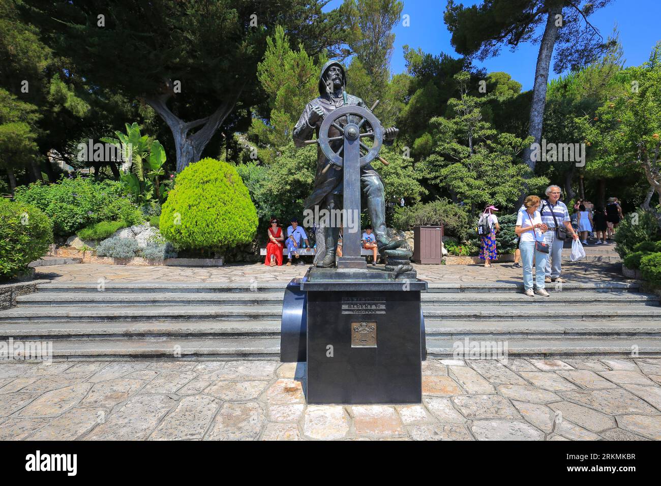 Statua in bronzo del principe Alberto i a Monaco Foto Stock