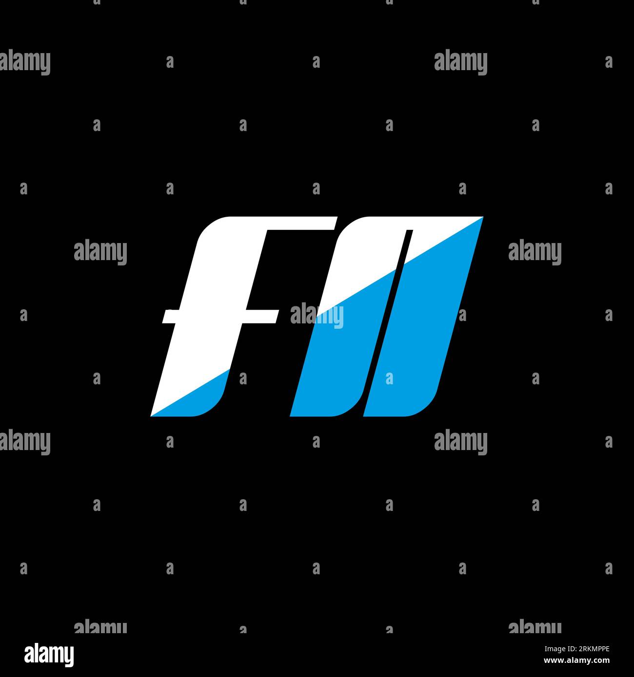 Logo FN Letter su sfondo nero. Iniziali creative FN concetto di logo Letter. design icona fn. Icona a forma di lettera bianca e blu FN su bac nero Illustrazione Vettoriale