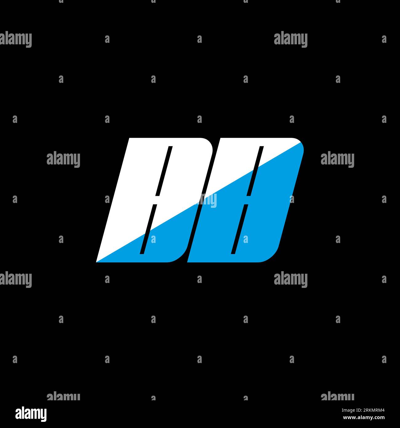 Logo BB Letter su sfondo nero. Ideazione logo lettera iniziali creative BB. design icona bb. Icona a forma di lettera bianca e blu BB su bac nero Illustrazione Vettoriale