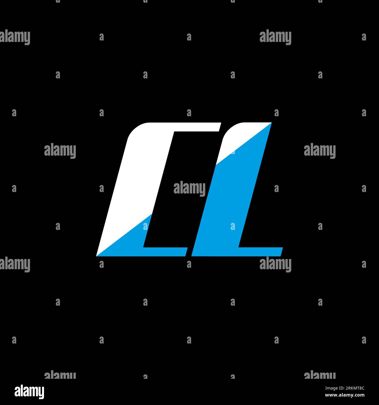 Logo CL Letter su sfondo nero. Concetto di logo Letter con iniziali creative CL. design icona cl. Icona a forma di lettera bianca e blu CL su bac nero Illustrazione Vettoriale