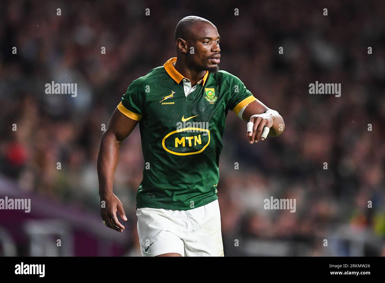 Makazole Mapimpi del Sud Africa durante la partita internazionale Sud Africa vs nuova Zelanda al Twickenham Stadium, Twickenham, Regno Unito, 25 agosto 2023 (foto di Mike Jones/News Images) in, il 25/8/2023. (Foto di Mike Jones/News Images/Sipa USA) credito: SIPA USA/Alamy Live News Foto Stock