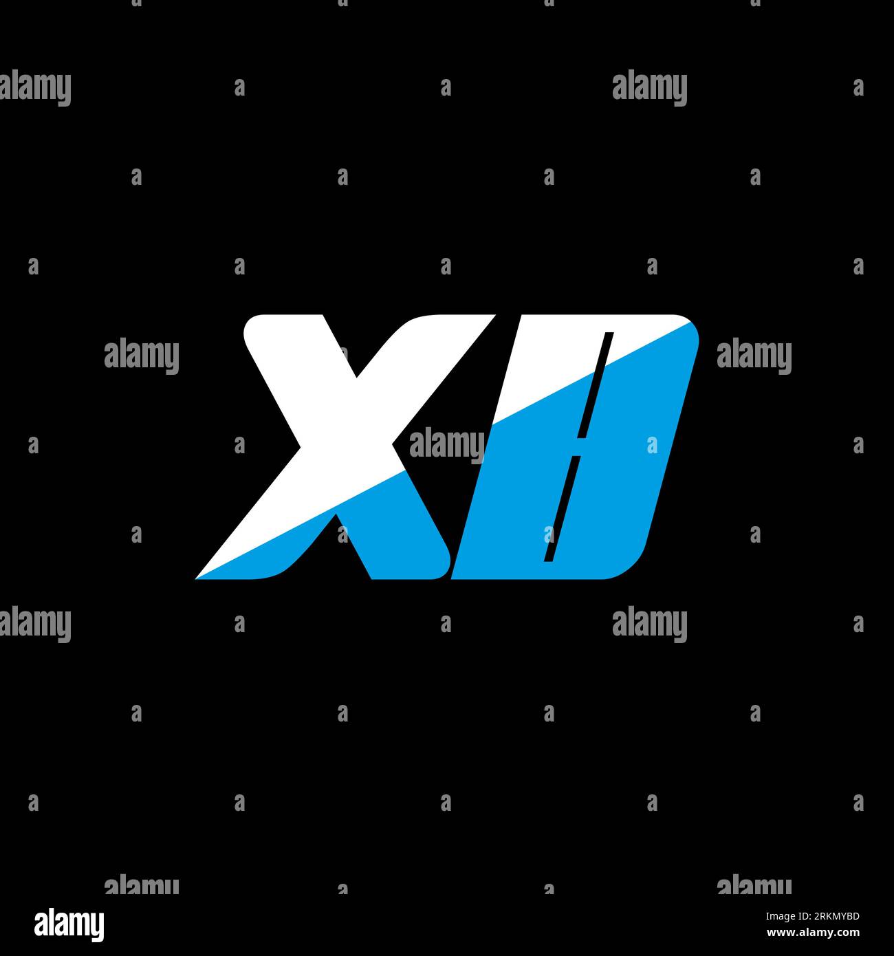 Logo XB Letter su sfondo nero. Concept del logo Letter con iniziali creative XB. Design dell'icona XB. Icona a forma di lettera bianca e blu XB su bac nero Illustrazione Vettoriale