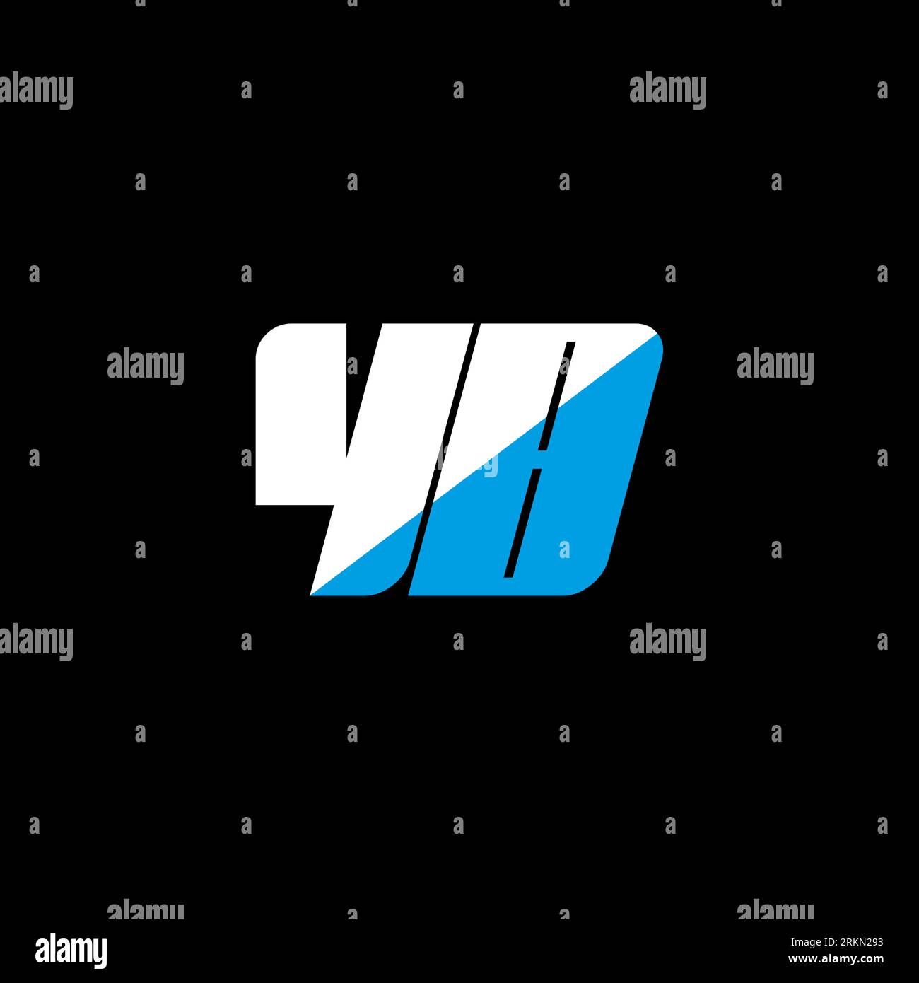 Logo YB Letter su sfondo nero. Concetto di logo lettera con iniziali creative YB. Design icona YB. Icona a forma di lettera bianca e blu YB su bac nero Illustrazione Vettoriale