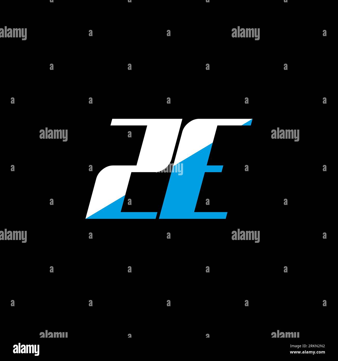 Logo ZE Letter su sfondo nero. Concetto di logo Letter con iniziali creative ZE. Design icona ZE. Icona ZE bianca e blu con lettera su bac nero Illustrazione Vettoriale