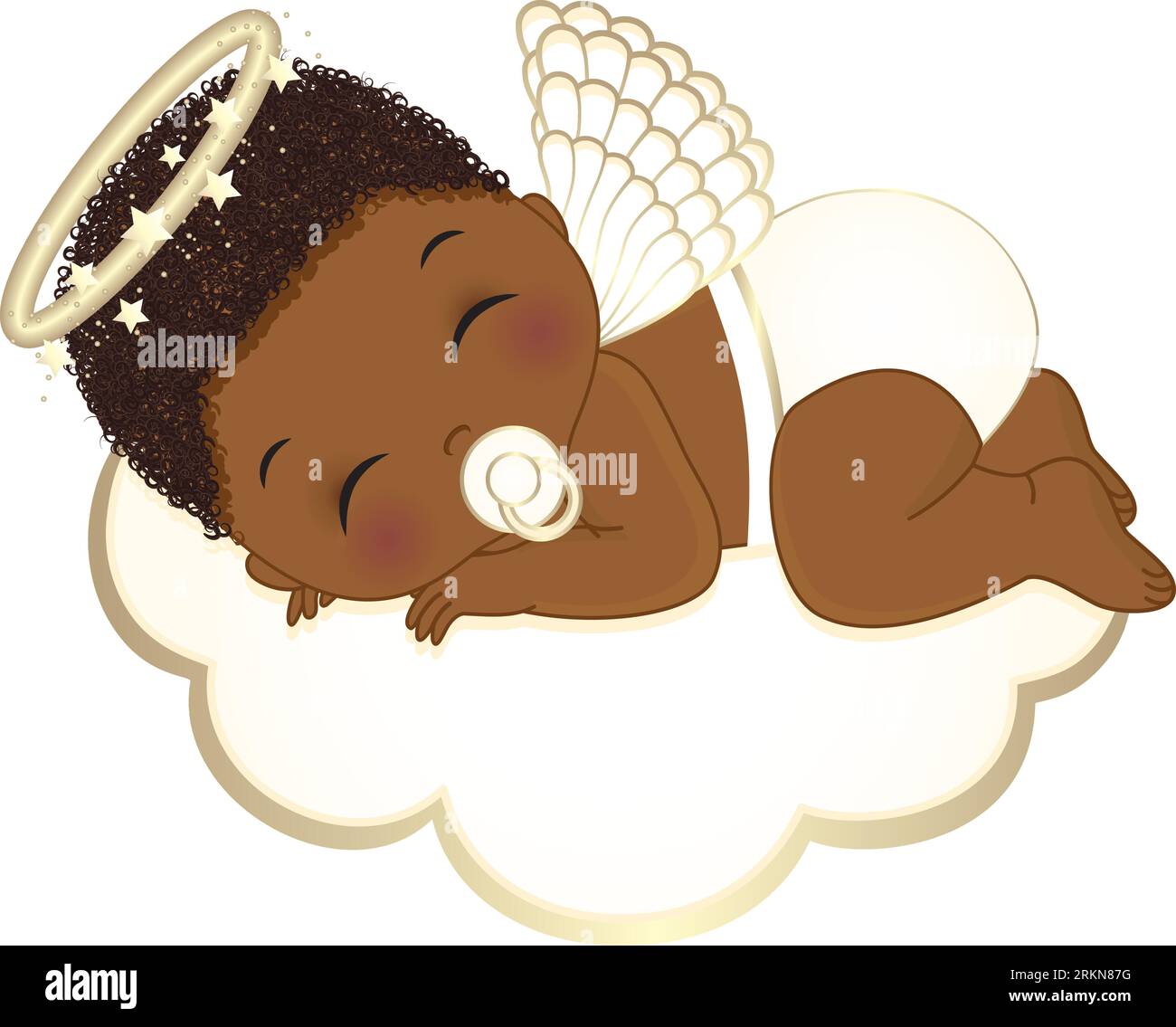 Vector cute Angel Boy in White Diaper Sleeping on the Cloud Illustrazione Vettoriale