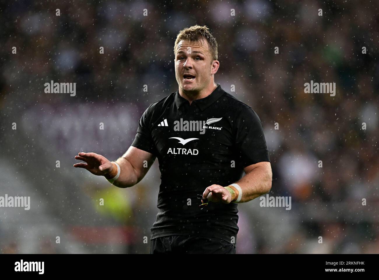 Twickenham, Regno Unito. 25 agosto 2023. Nuova Zelanda V Sud Africa 2023 partita di riscaldamento della Coppa del mondo di rugby per la Qatar Airways Cup. Stadio Twickenham. Twickenham. Sam cane (nuova Zelanda, capitano) durante la partita di riscaldamento della Coppa del mondo di rugby 2023 della nuova Zelanda V Sud Africa per la Qatar Airways Cup. Credito: Sport in Pictures/Alamy Live News Foto Stock