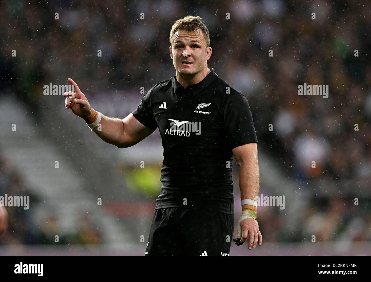 Twickenham, Regno Unito. 25 agosto 2023. Nuova Zelanda V Sud Africa 2023 partita di riscaldamento della Coppa del mondo di rugby per la Qatar Airways Cup. Stadio Twickenham. Twickenham. Sam cane (nuova Zelanda, capitano) durante la partita di riscaldamento della Coppa del mondo di rugby 2023 della nuova Zelanda V Sud Africa per la Qatar Airways Cup. Credito: Sport in Pictures/Alamy Live News Foto Stock
