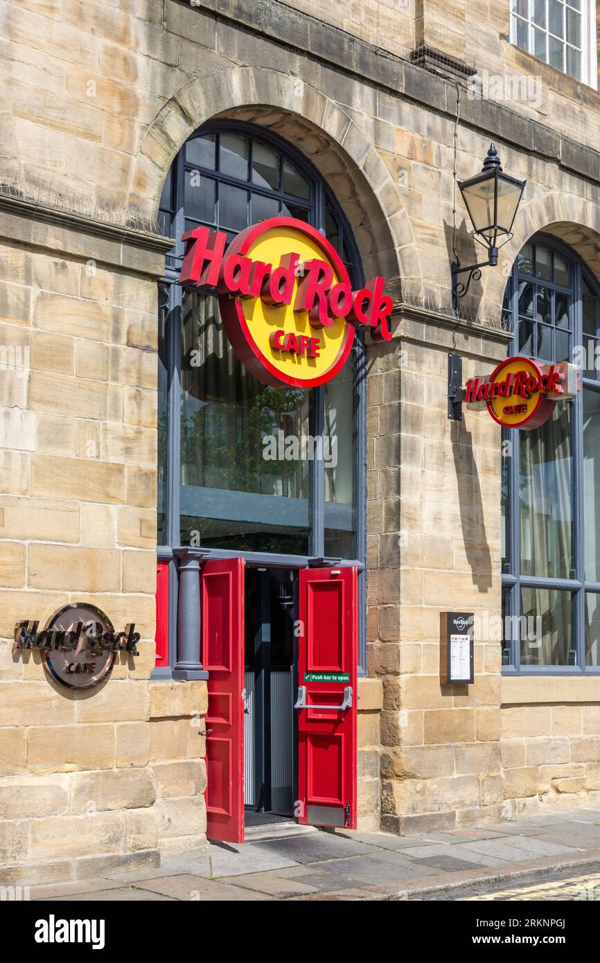 Ingresso all'Hard Rock Cafe, Sandhill, Newcastle upon Tyne, Tyne and Wear, Inghilterra, Regno Unito Foto Stock