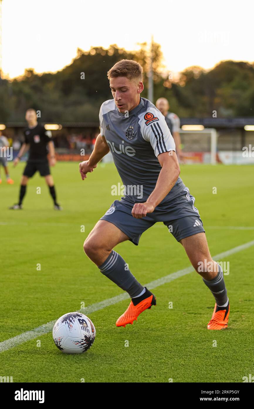Armco Arena, Solihull, UK, 25 agosto 2023, Tylor Golden dell'FC Halifax Town durante il Vanarama National League match tra Solihull Moors FC e FC Halifax Town tenutosi al Solihull Moors Armco Arena Credit: Nick Phipps/Alamy Live News Foto Stock