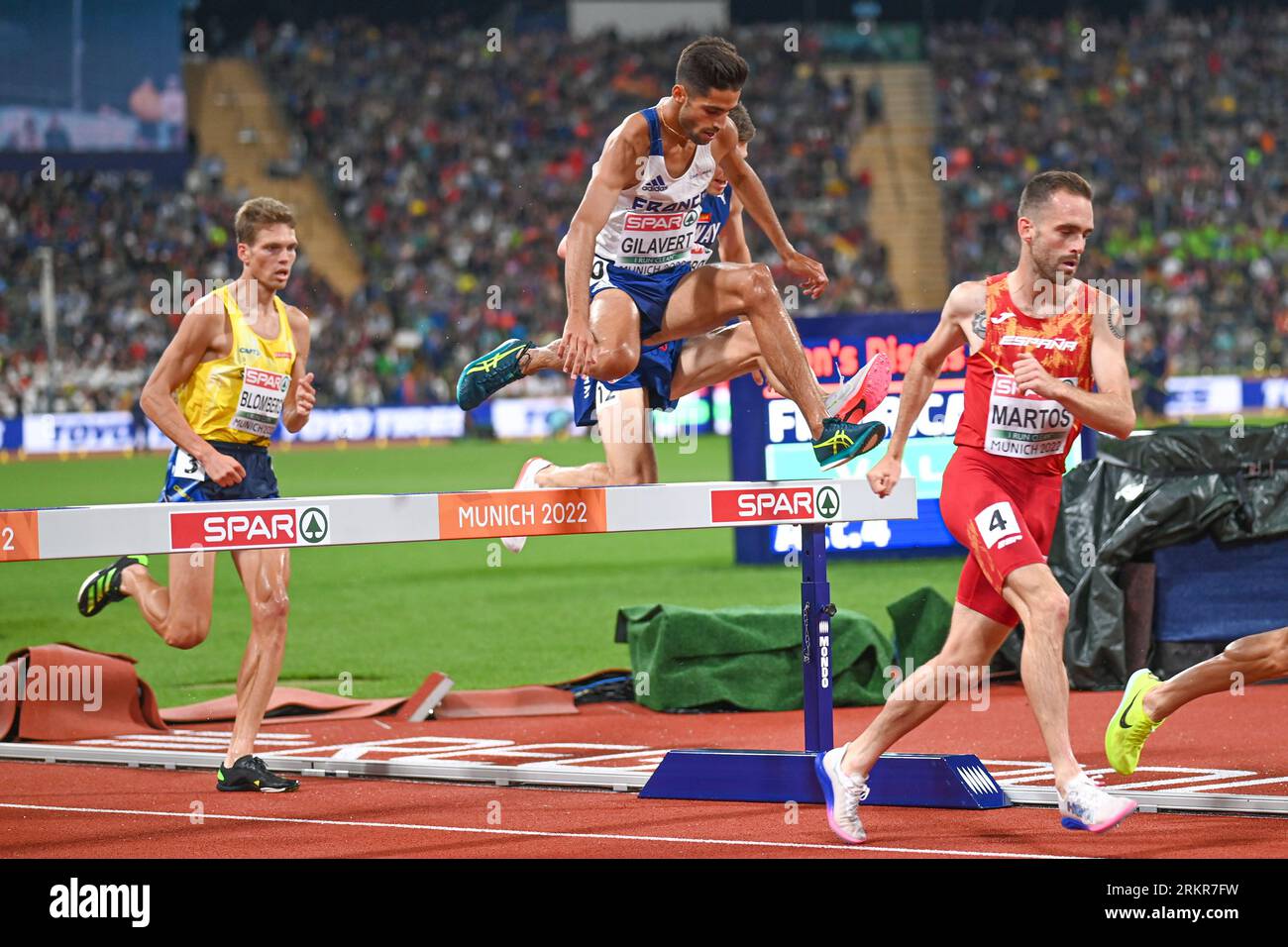 Louis Gilavert (Francia). 3000 m. SteepleChase finale. Campionati europei di Monaco 2022 Foto Stock