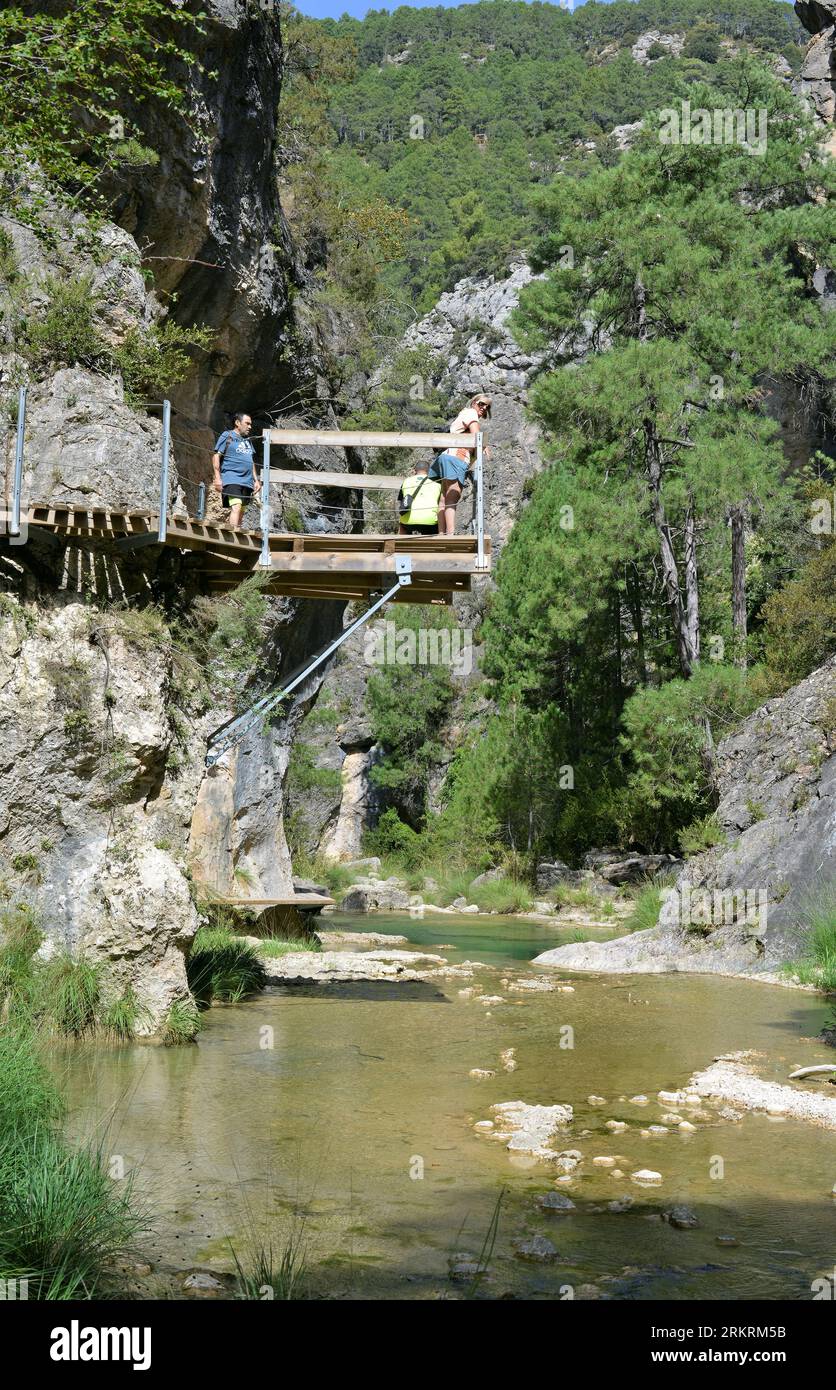 Percorso Parrizal de Beceite situato nella regione di Matarraña provincia di Teruel, Aragona, Spagna Foto Stock