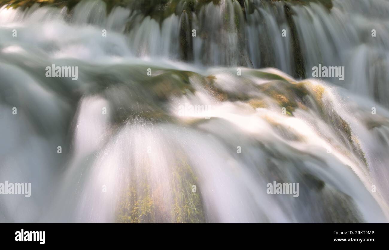 Cascate nel Parco Nazionale dei Laghi di Plitvice, Croazia, Europa Foto Stock