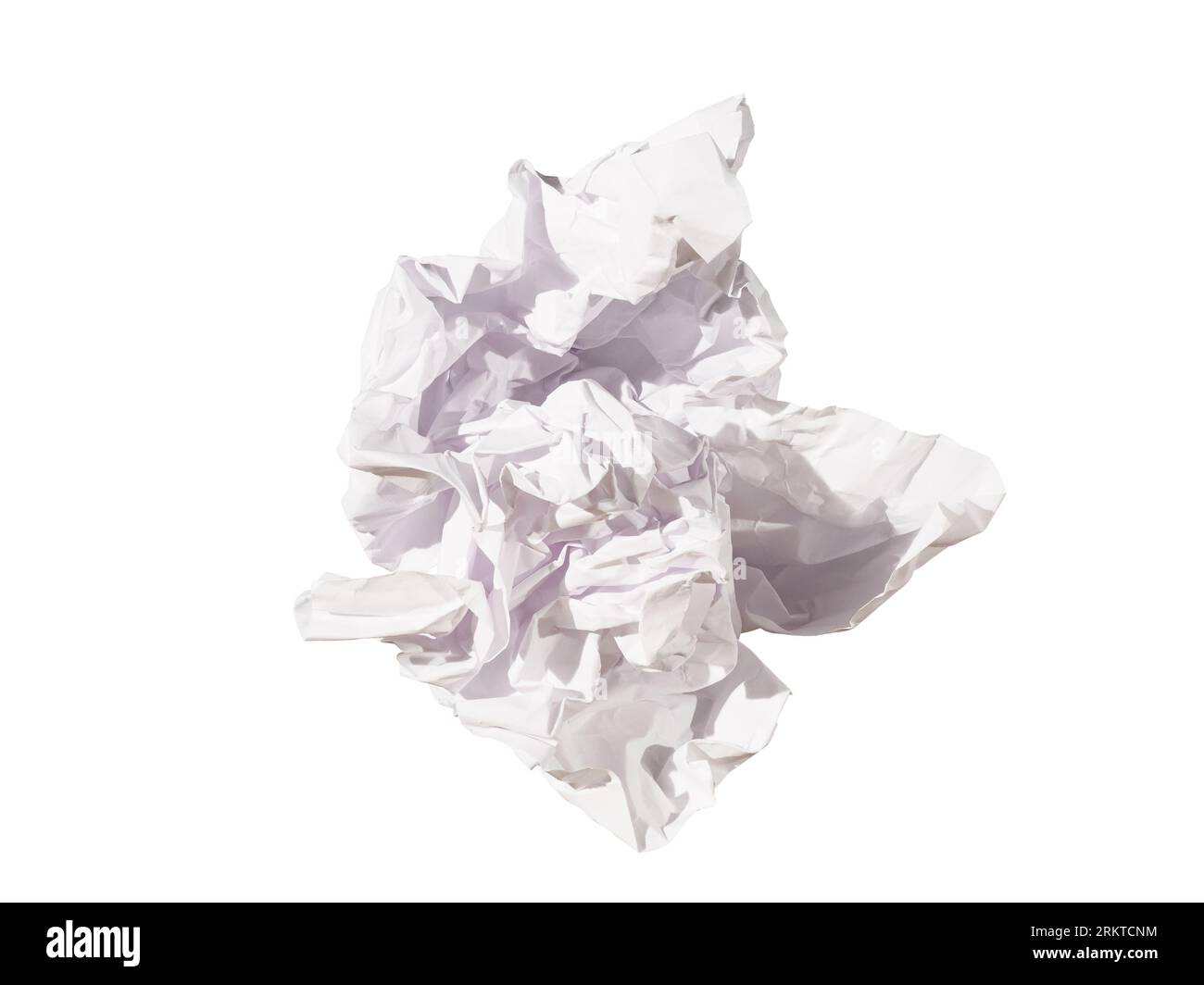 Una palla di carta strappata come concetto di un progetto scartato isolato su uno sfondo bianco Foto Stock