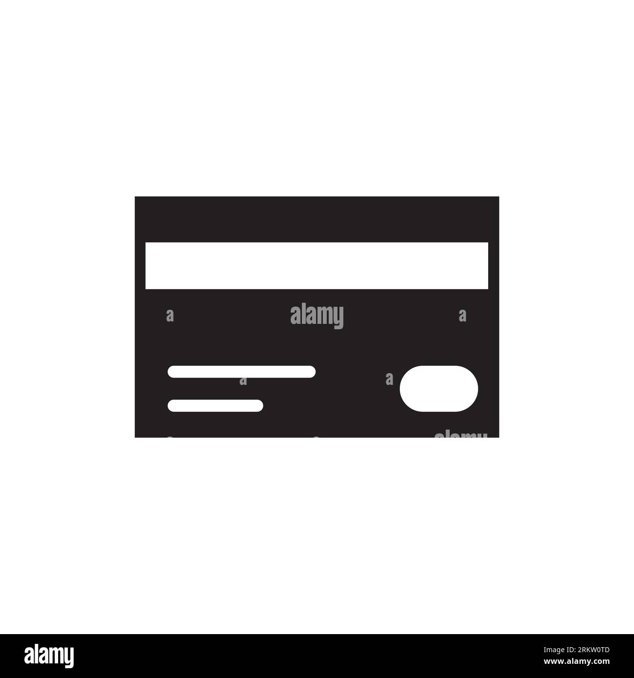 Icona del pagamento a debito con design piatto solido nero, isolata su sfondo bianco Illustrazione Vettoriale