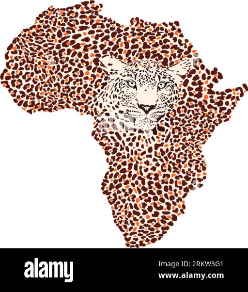 Mappa dell'Africa formata da un modello leopardo Illustrazione Vettoriale
