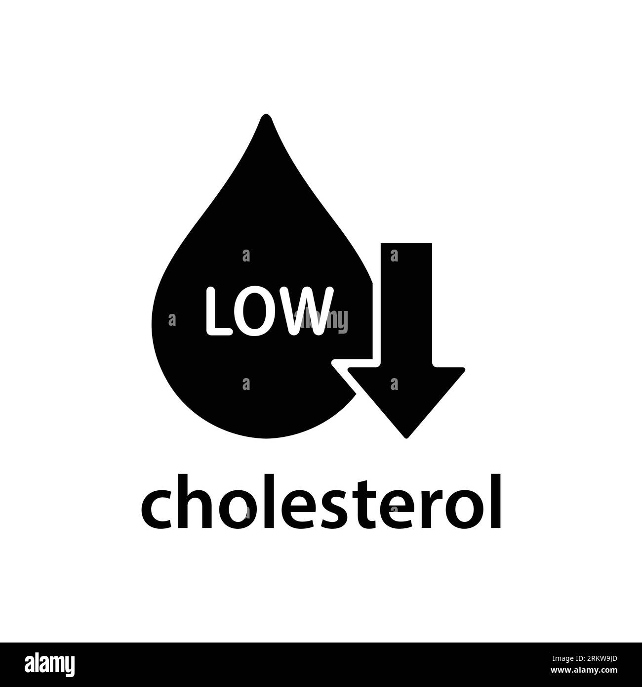 Icona di basso colesterolo. Sintomi della sindrome metabolica. Basso colesterolo HDL. segno di cardiologia cardiologica. Stile solido. Illustrazione vettoriale. Design su richiesta Illustrazione Vettoriale