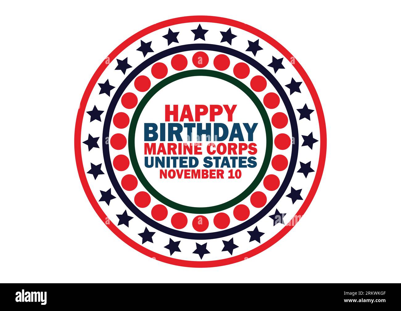 Buon compleanno Marine Corps United States Vector Template Design Illustration. 10 novembre. Adatto per biglietti d'auguri, poster e striscioni Illustrazione Vettoriale