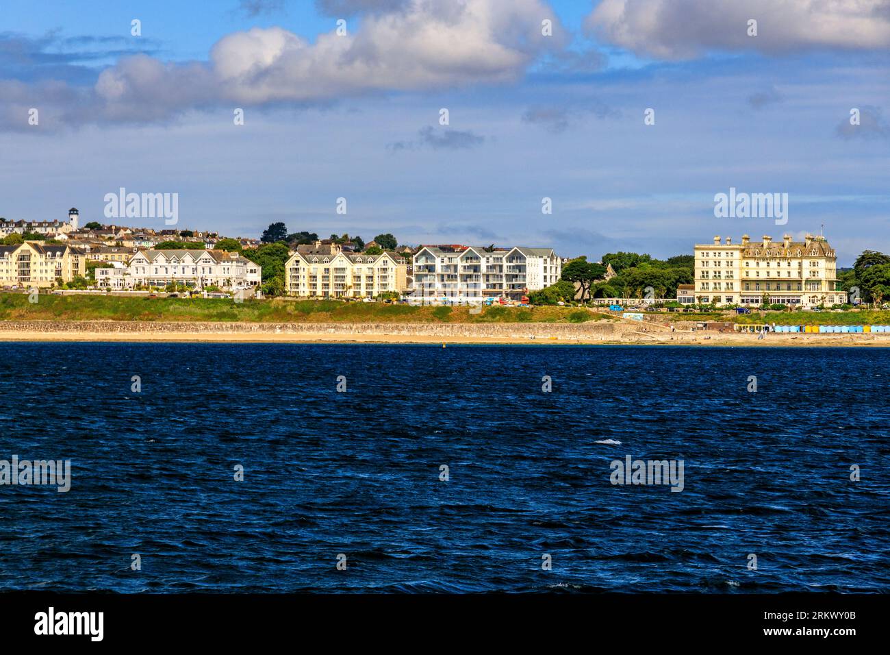 Hotel e appartamenti con vista sul mare a Falmouth, Cornovaglia, Inghilterra, Regno Unito Foto Stock