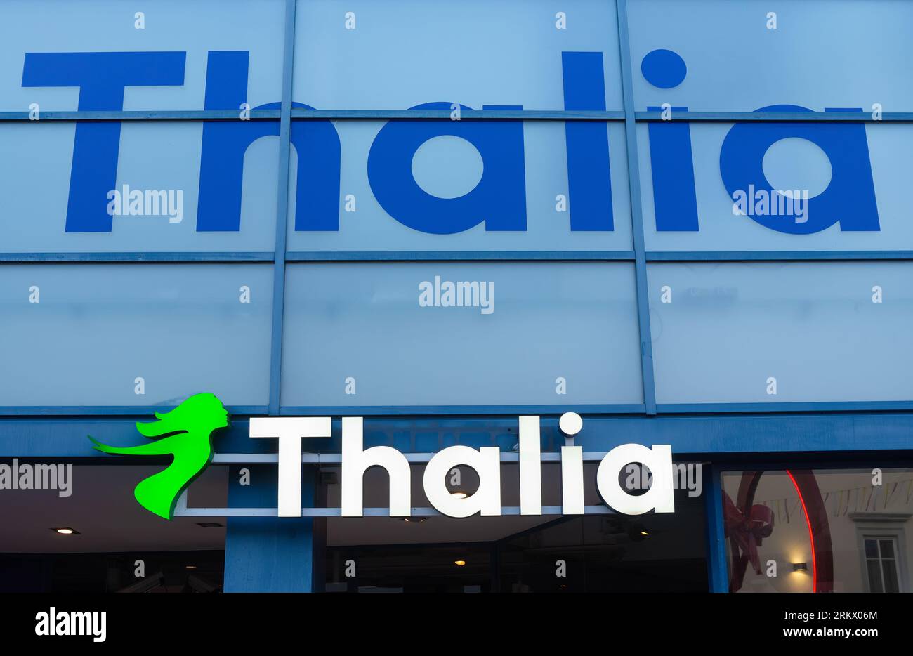 Villach, Austria - 12 luglio 2023: Thalia è una catena di oltre 200 librerie in Germania Austria e Svizzera. Foto Stock