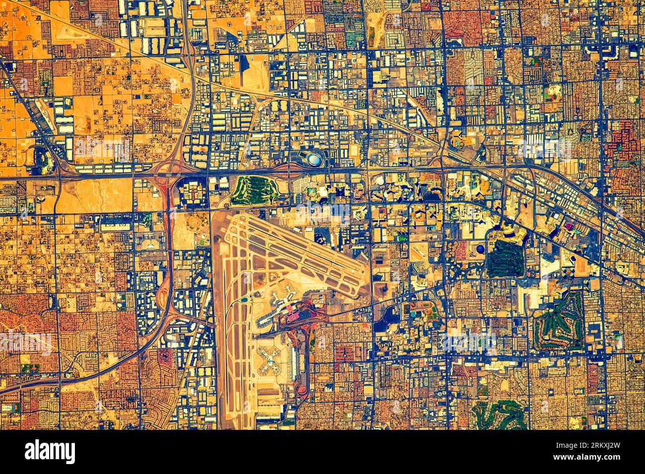 Los Angeles City, Stati Uniti. Miglioramento digitale di un'immagine da parte della NASA. Foto Stock