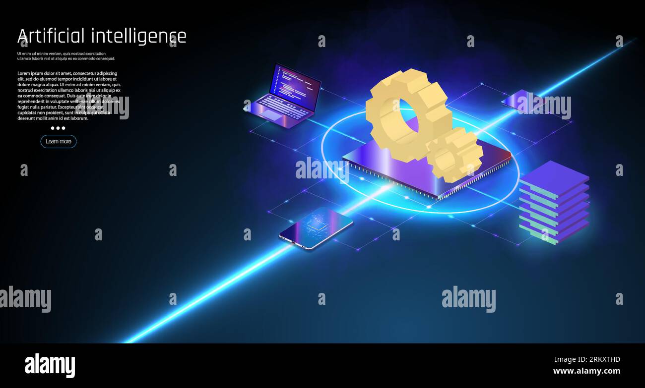 Artificial intelligence chatbot on technology background, AI Chatbot concept concept. Artificial intelligence and neural network. AI Chatbot concept, Illustrazione Vettoriale