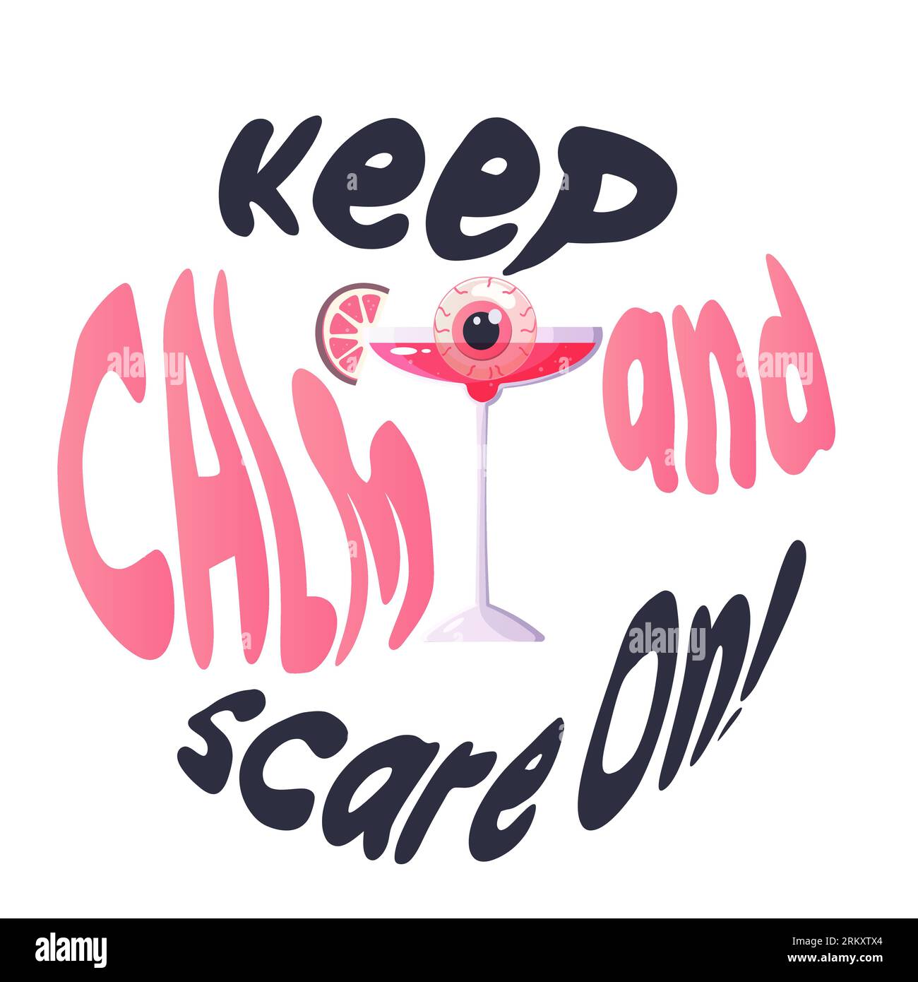 Rosa di Halloween, lettere divertenti, stampa, scherzo divertente. Illustrazione vettoriale Illustrazione Vettoriale