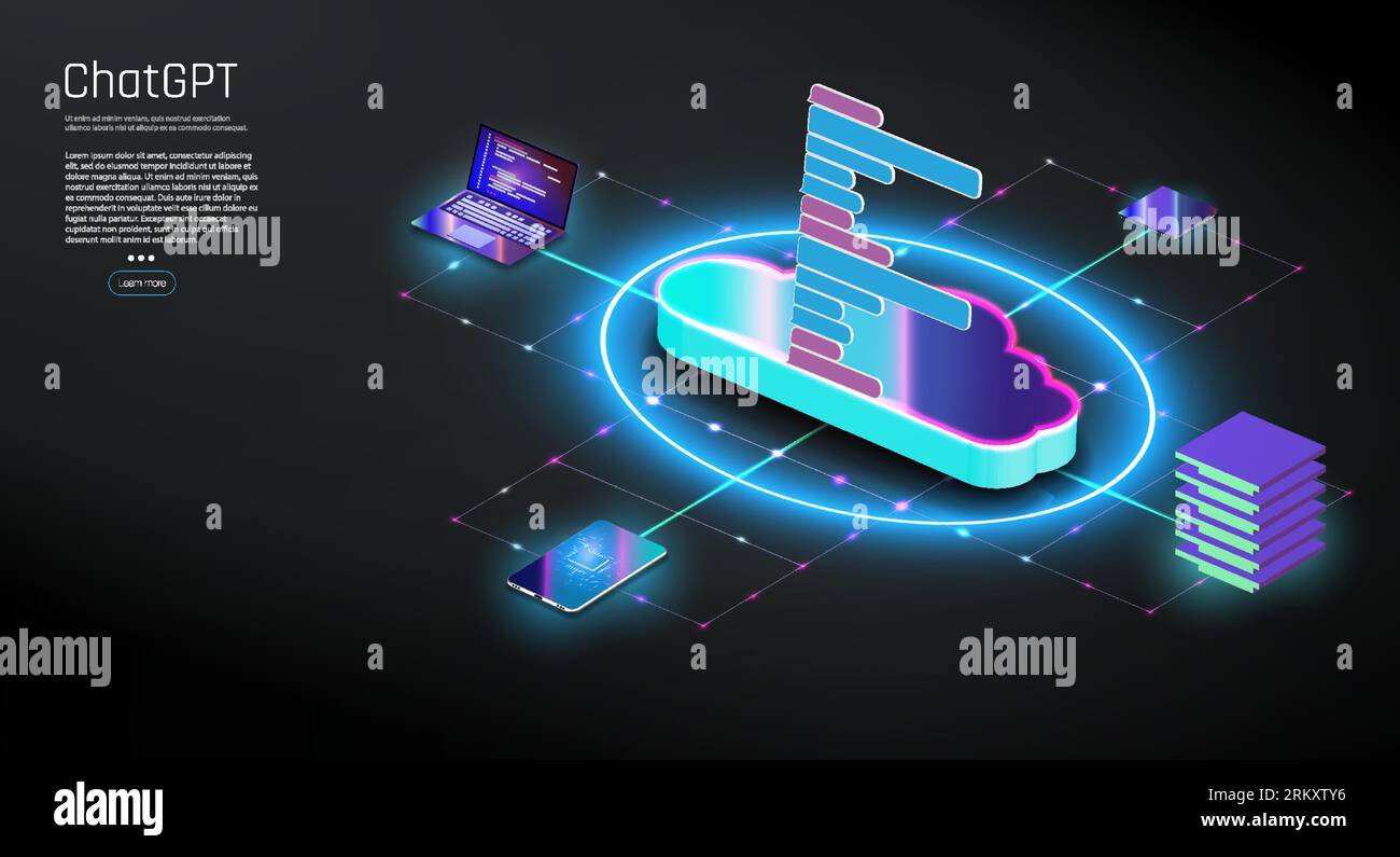 Chatbot di intelligenza artificiale su background tecnologico, ChatGPT ai Chatbot Concept ChatGPT Concept. Intelligenza artificiale e rete neurale. Cha Illustrazione Vettoriale