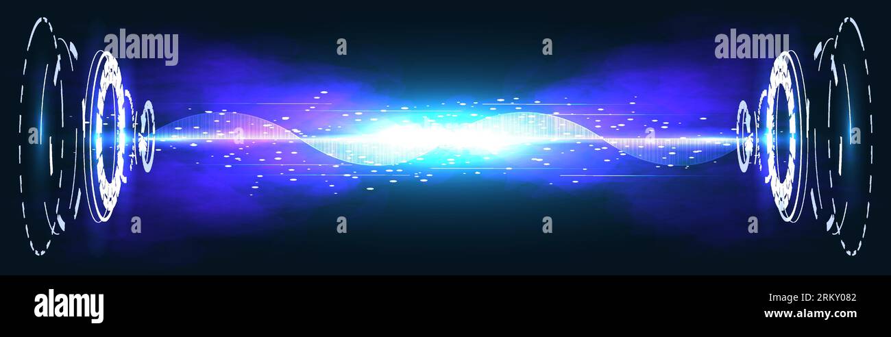 Riconoscimento vocale, equalizzatore, registratore audio. Pulsante microfono con onda sonora. Simbolo della tecnologia intelligente. Voce assistente ai hi-tech, backgro Illustrazione Vettoriale