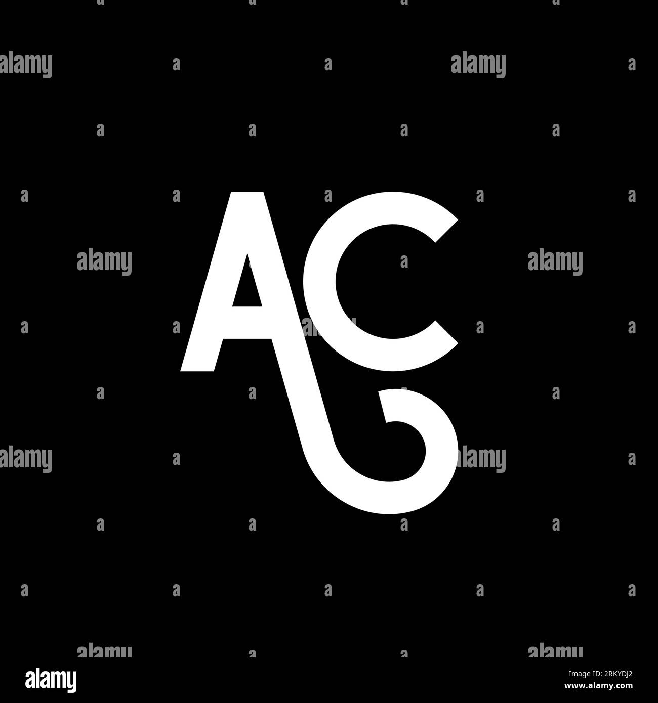 Logo AC Letter su sfondo nero. Concetto di logo lettera con iniziali creative AC. design icona ac. Icona a forma di lettera bianca AC su sfondo nero. Illustrazione Vettoriale