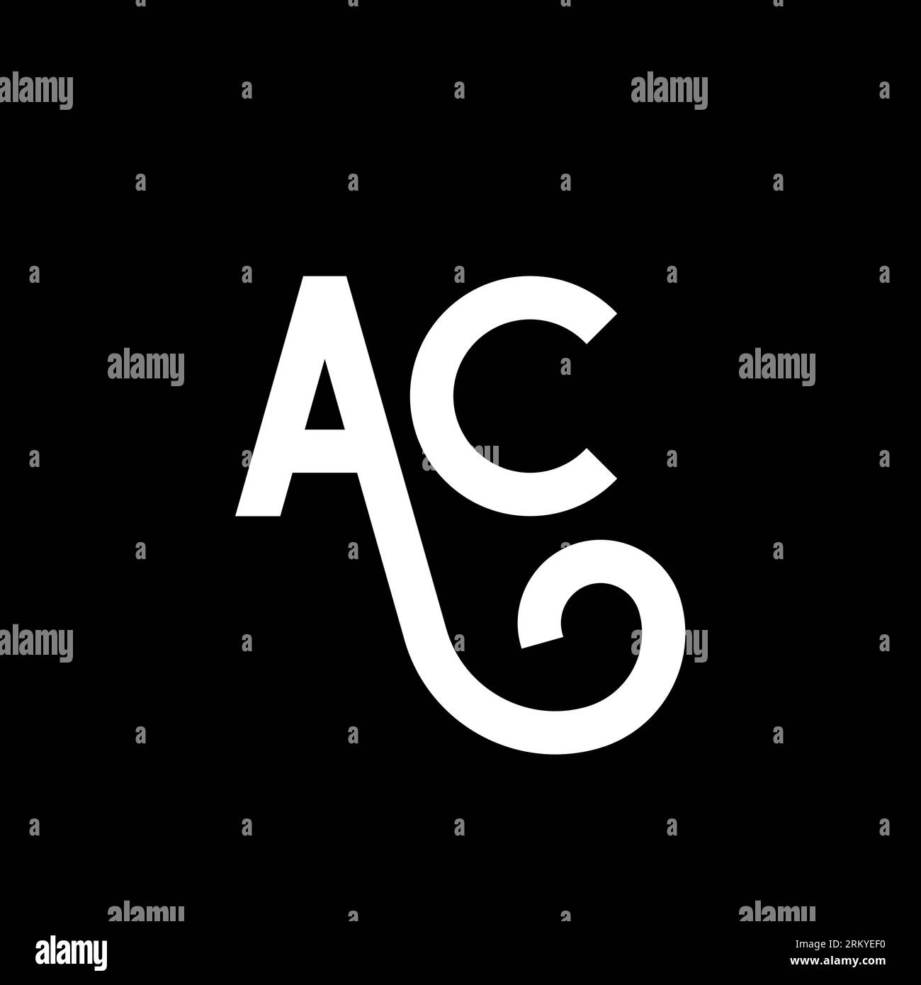 Logo AC Letter su sfondo nero. Concetto di logo lettera con iniziali creative AC. design icona ac. Icona a forma di lettera bianca AC su sfondo nero. Illustrazione Vettoriale